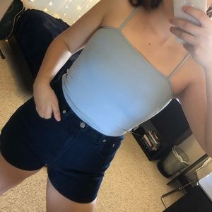 square neck cropped tank top